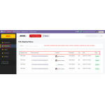 View all DHL shipping orders with tracking number, customer, destination, shipping cost, date, and status.