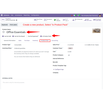 1. Configuring the app Product Pack