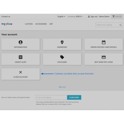 Delete Customers Account - GDPR Compliance
