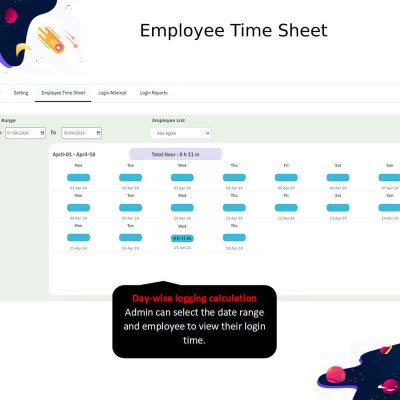 PrestaShop Employee Time Sheet Admin - Employee Action log