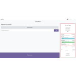 The POS receipt displays detailed product information, along with a custom message.