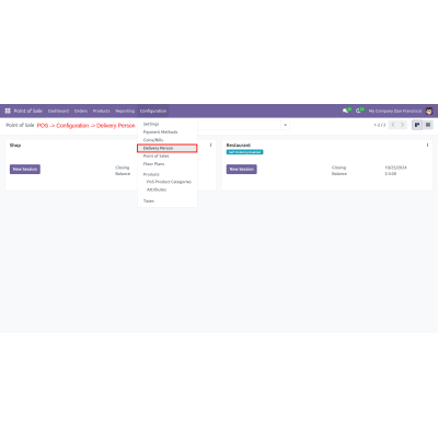 Choose the delivery person by navigating to Configuration.