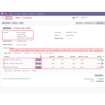 Use the history icon under Sales and Quotation to review the invoice history for the product.