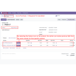 View all related transaction details by clicking the history icon in the Requests for Quotation section under Purchase.
