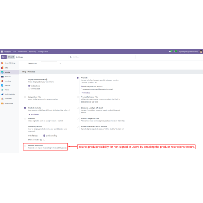 Go to Website, Configuration, and Settings to enable Product Restriction for non-signed-in customers.