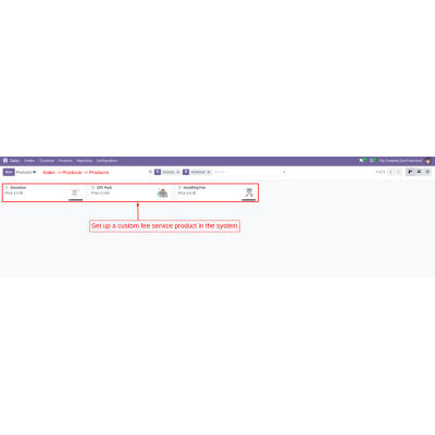 Create fee products in Sales for flexible charge management.
