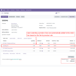 Selected products automatically include configured fees.