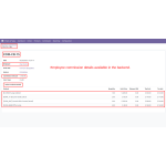 In the backend, the admin can review employee commission information.