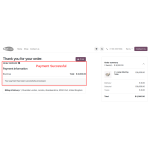 The payment confirmation is displayed successfully, indicating that the transaction has been processed.