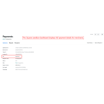 The Square sandbox dashboard shows complete payment details for the merchant.