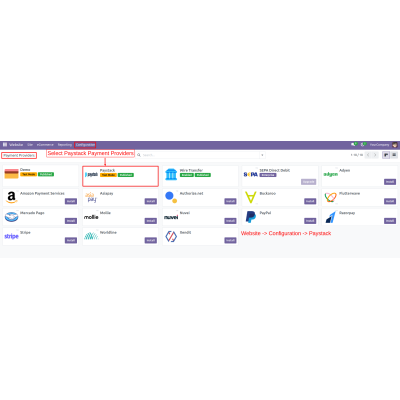 On the Payment Providers page, select the Paystack payment provider to enable it for transaction processing.