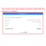 The Juspay secure page shows detailed information about the transaction.