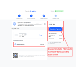 After verification, the customer clicks the "Complete Payment" button to finalize the transaction.
