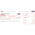 The payment confirmation is displayed successfully, indicating that the transaction has been processed.