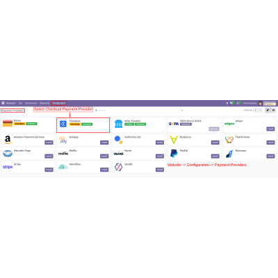 On the Payment Providers page, select the Checkout.com payment provider to enable it for transaction processing.