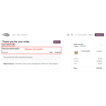 The payment confirmation is displayed successfully, indicating that the transaction has been processed.