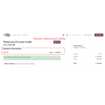 Payment confirmed successfully, confirming the transaction was completed.