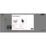A popup shows pack item details, providing quick access to product information.
