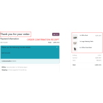 The order confirmation includes details about the pack products.