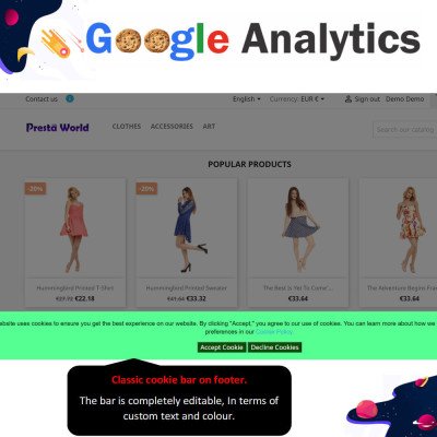 PrestaShop Cookie Law GDPR - Google Analytic - Facebook Analytic