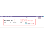 This screen shows Saved Cart details, where users can load, share, view, or delete saved carts from the Actions menu.