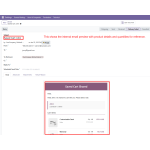 This screen shows the email preview with saved cart product details and quantities before sending.