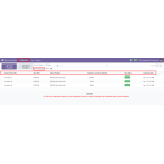 In Odoo, the exported inventory is displayed in the list view for tracking and verification after synchronization.