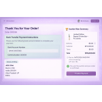 After winning or Buy Now, users proceed to checkout with payment details, order summary, and confirmation in one flow.