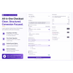 This layout displays all checkout sections in an organized view, including address, delivery, payment, and order summary.