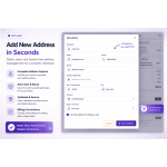 Allow customers to add and save addresses through a popup without page reloads or checkout interruptions.