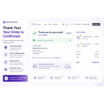 Display a complete order confirmation with payment status, address details, and order summary after checkout.
