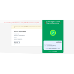 A payment confirmation is displayed after the transaction is successfully completed.