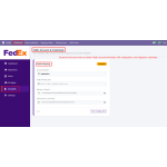 Access the Accounts menu to review FedEx account information, API configuration, and integration credentials.