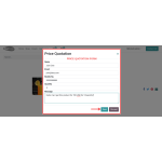 Clicking the quotation button opens a form for customers to enter their details.