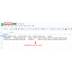 Displays student application records in an Excel-style view.